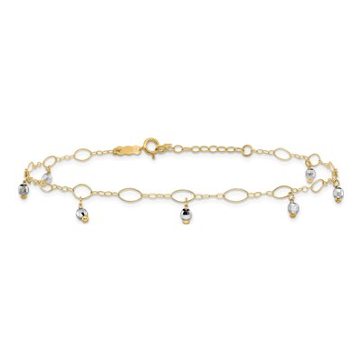 14K Two-Tone Gold Mirror Dangle Anklet – view 4
