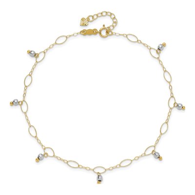14K Two-Tone Gold Mirror Dangle Anklet – view 5