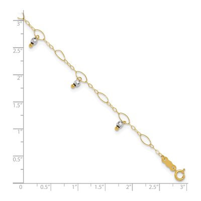 14K Two-Tone Gold Mirror Dangle Anklet – view 6