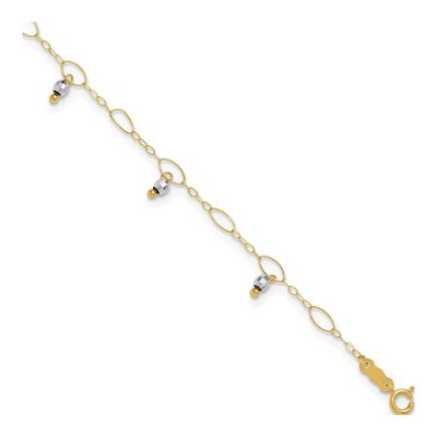14K Two-Tone Gold Mirror Dangle Anklet