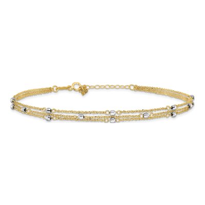 14K Two-Tone Gold 3-Strand Mirror Anklet – view 4