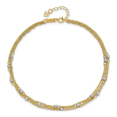 14K Two-Tone Gold 3-Strand Mirror Anklet – view 5