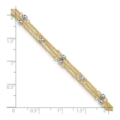 14K Two-Tone Gold 3-Strand Mirror Anklet – view 6