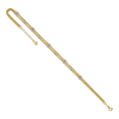 14K Two-Tone Gold 3-Strand Mirror Anklet – view 8