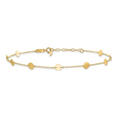 14K Yellow Gold Disc Station Anklet – view 4
