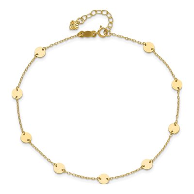 14K Yellow Gold Disc Station Anklet – view 5