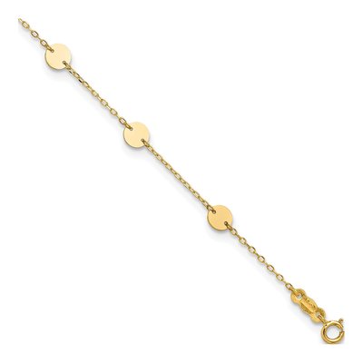 14K Yellow Gold Disc Station Anklet