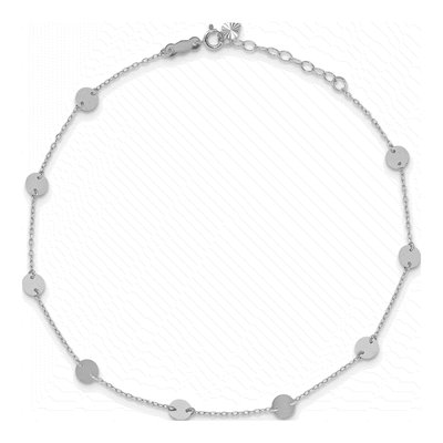 14K White Gold Disc Station Anklet – view 3