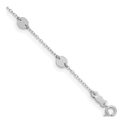 14K White Gold Disc Station Anklet