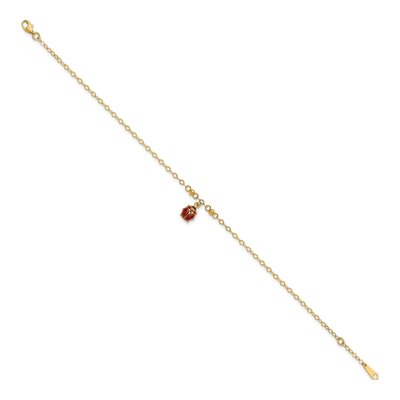 14K Yellow Gold Red Black Ladybug Anklet – view 3