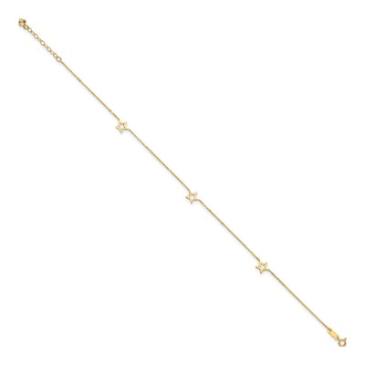 14K Yellow Gold Open Star Anklet – view 3