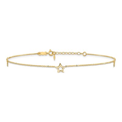 14K Yellow Gold Open Star Anklet – view 4
