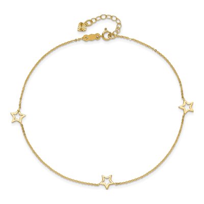 14K Yellow Gold Open Star Anklet – view 5