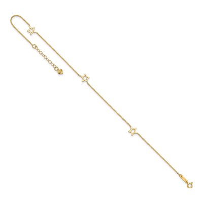 14K Yellow Gold Open Star Anklet – view 8