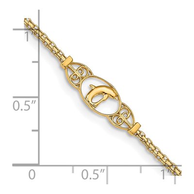 14K Yellow Gold Dolphin Bismark Anklet – view 4