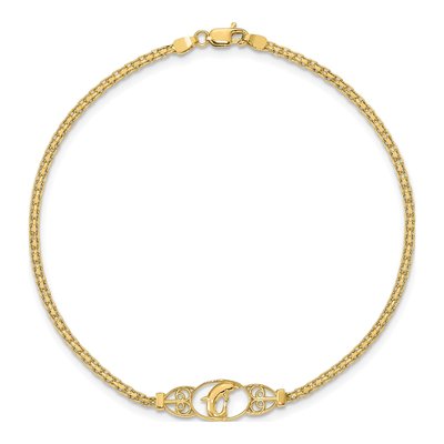 14K Yellow Gold Dolphin Bismark Anklet – view 5