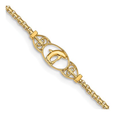 14K Yellow Gold Dolphin Bismark Anklet