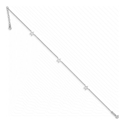 14K White Gold Open Star Anklet – view 3