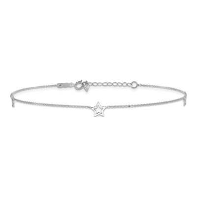 14K White Gold Open Star Anklet – view 4