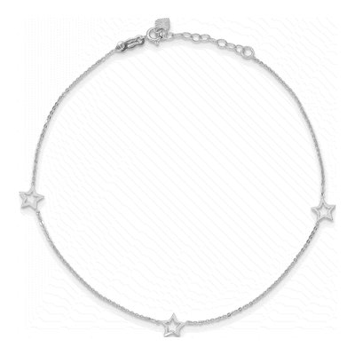 14K White Gold Open Star Anklet – view 5
