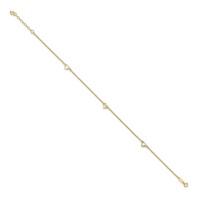 14K Yellow Gold Diamond-Cut Heart Anklet – view 3