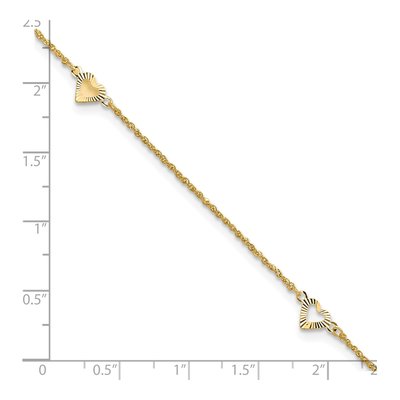 14K Yellow Gold Diamond-Cut Heart Anklet – view 6