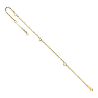 14K Yellow Gold Diamond-Cut Heart Anklet – view 8