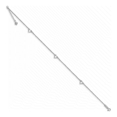 14K White Gold Diamond-Cut Heart Anklet – view 3