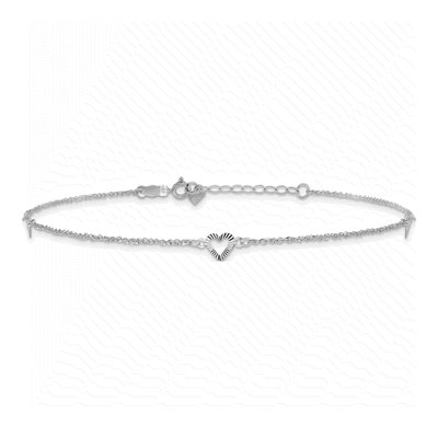 14K White Gold Diamond-Cut Heart Anklet – view 4