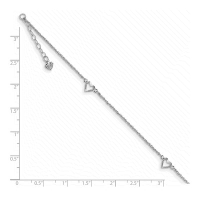 14K White Gold Diamond-Cut Heart Anklet – view 5