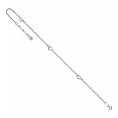 14K White Gold Diamond-Cut Heart Anklet – view 8