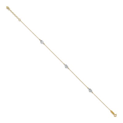 14K Two-Tone Gold Triple Puffed Hearts Anklet – view 3