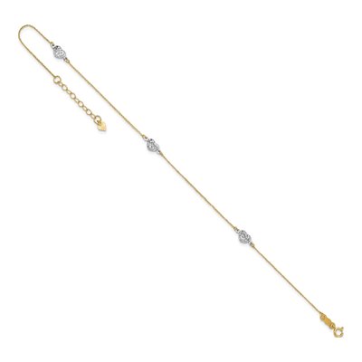 14K Two-Tone Gold Triple Puffed Hearts Anklet – view 8