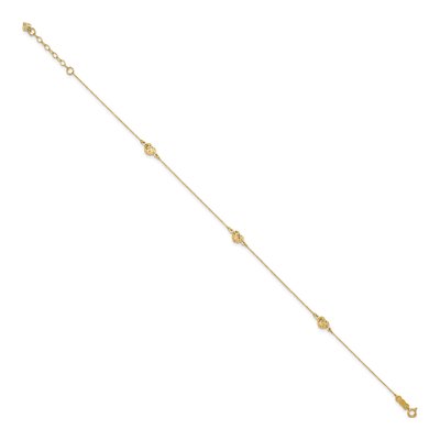 14K Yellow Gold Triple Puffed Hearts Anklet – view 3