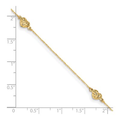 14K Yellow Gold Triple Puffed Hearts Anklet – view 5