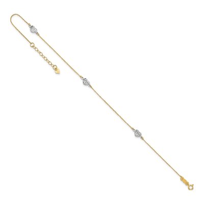 14K Yellow Gold Triple Puffed Hearts Anklet – view 6