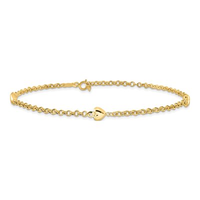 14K Yellow Gold Puffed Heart Anklet – view 4