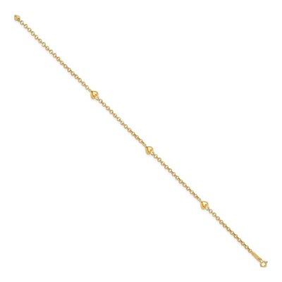 14K Yellow Gold Puffed Heart Anklet – view 3