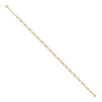 14K Yellow Gold 4mm Hollow Figaro Link Chain Anklet – view 3