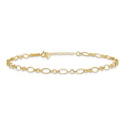 14K Yellow Gold 4mm Hollow Figaro Link Chain Anklet – view 4