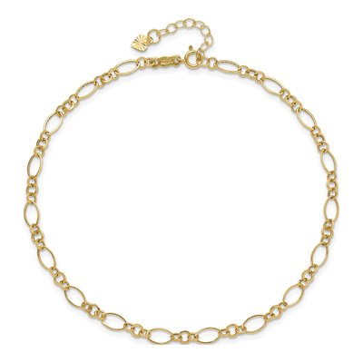 14K Yellow Gold 4mm Hollow Figaro Link Chain Anklet – view 6