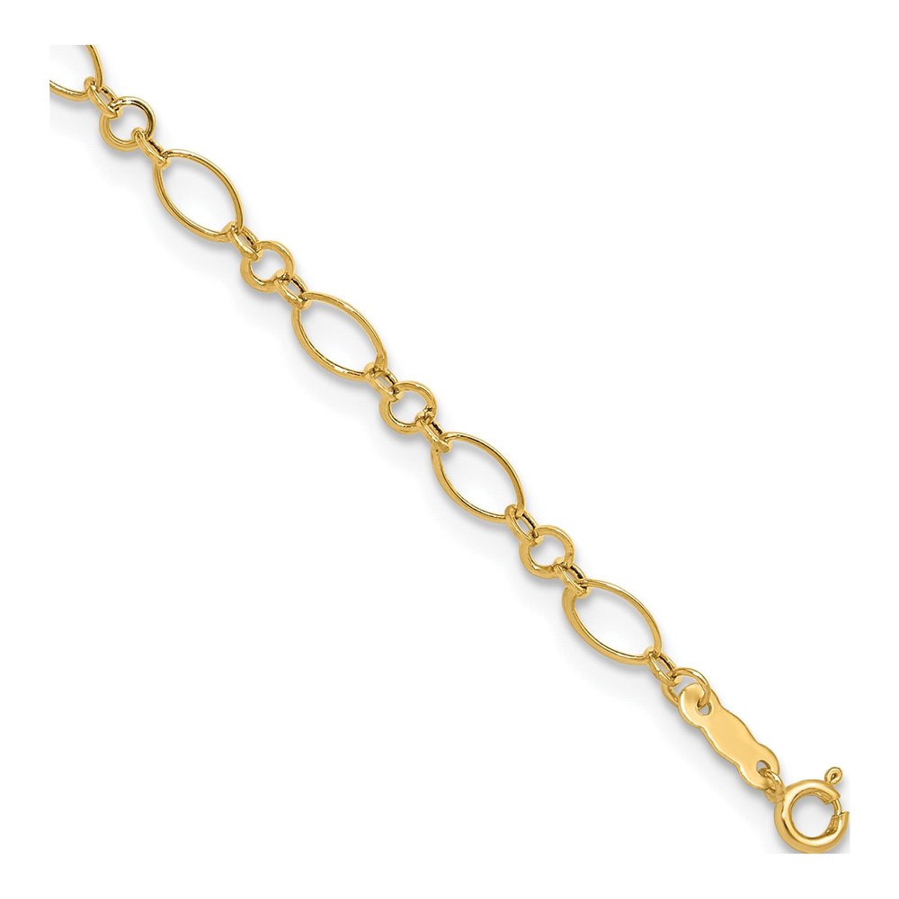 14K Yellow Gold 4mm Hollow Figaro Link Chain Anklet
