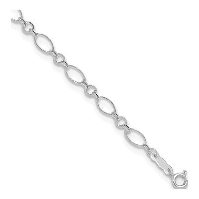 14K White Gold Figaro Link Anklet