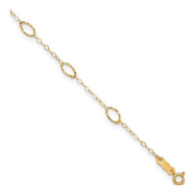 14K Yellow Gold Textured Oval Anklet