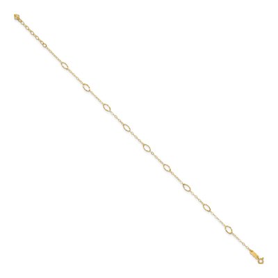 14K Yellow Gold Textured Oval Link Anklet – view 3