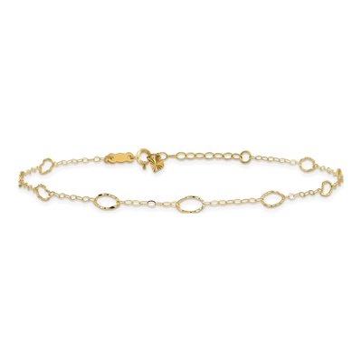 14K Yellow Gold Textured Oval Link Anklet – view 4