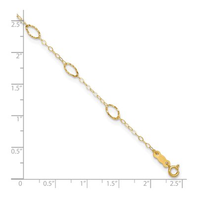 14K Yellow Gold Textured Oval Link Anklet – view 6