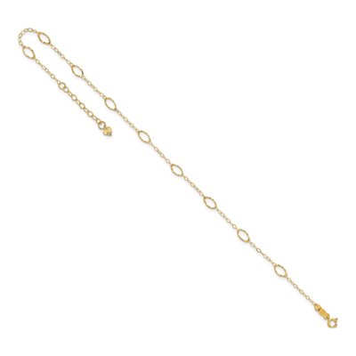 14K Yellow Gold Textured Oval Link Anklet – view 8