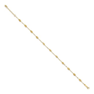 14K Yellow Gold Textured Rice Anklet – view 3
