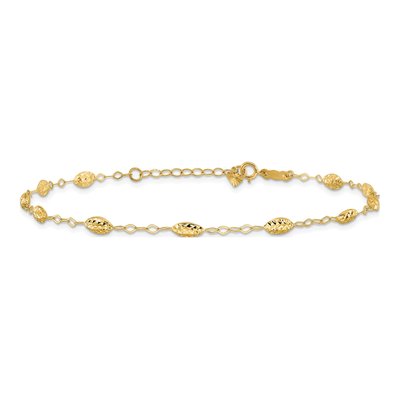 14K Yellow Gold Textured Rice Anklet – view 4